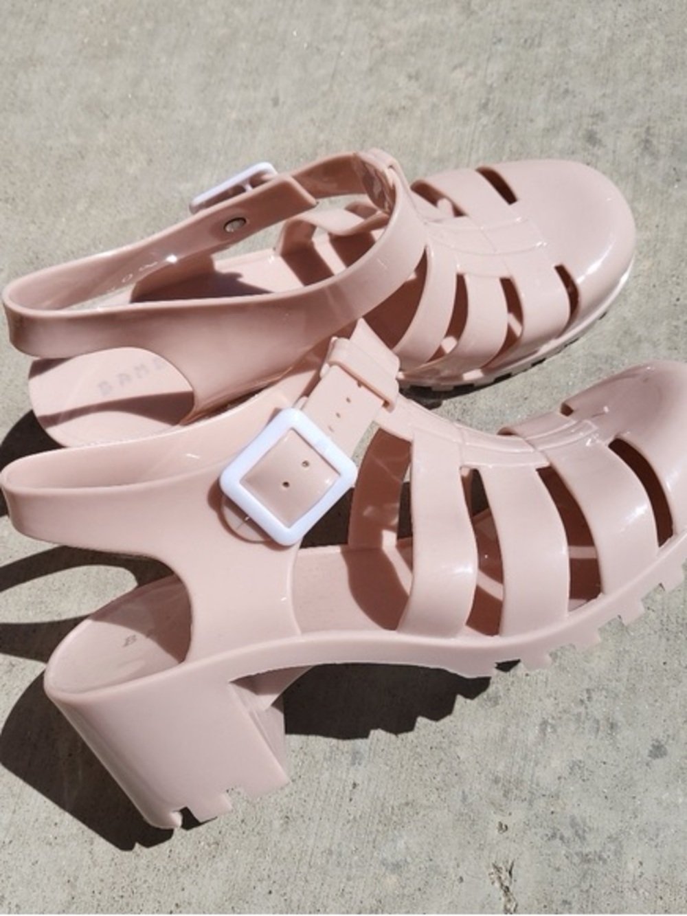 BAMBOO Blush Pink Chunky Jelly Sandals with Buckle